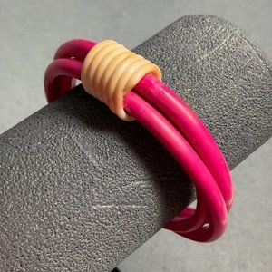Exotic Rattan Wrapped Bracelet Barbie Pink White Bangle Soft Girl Retro BoHo